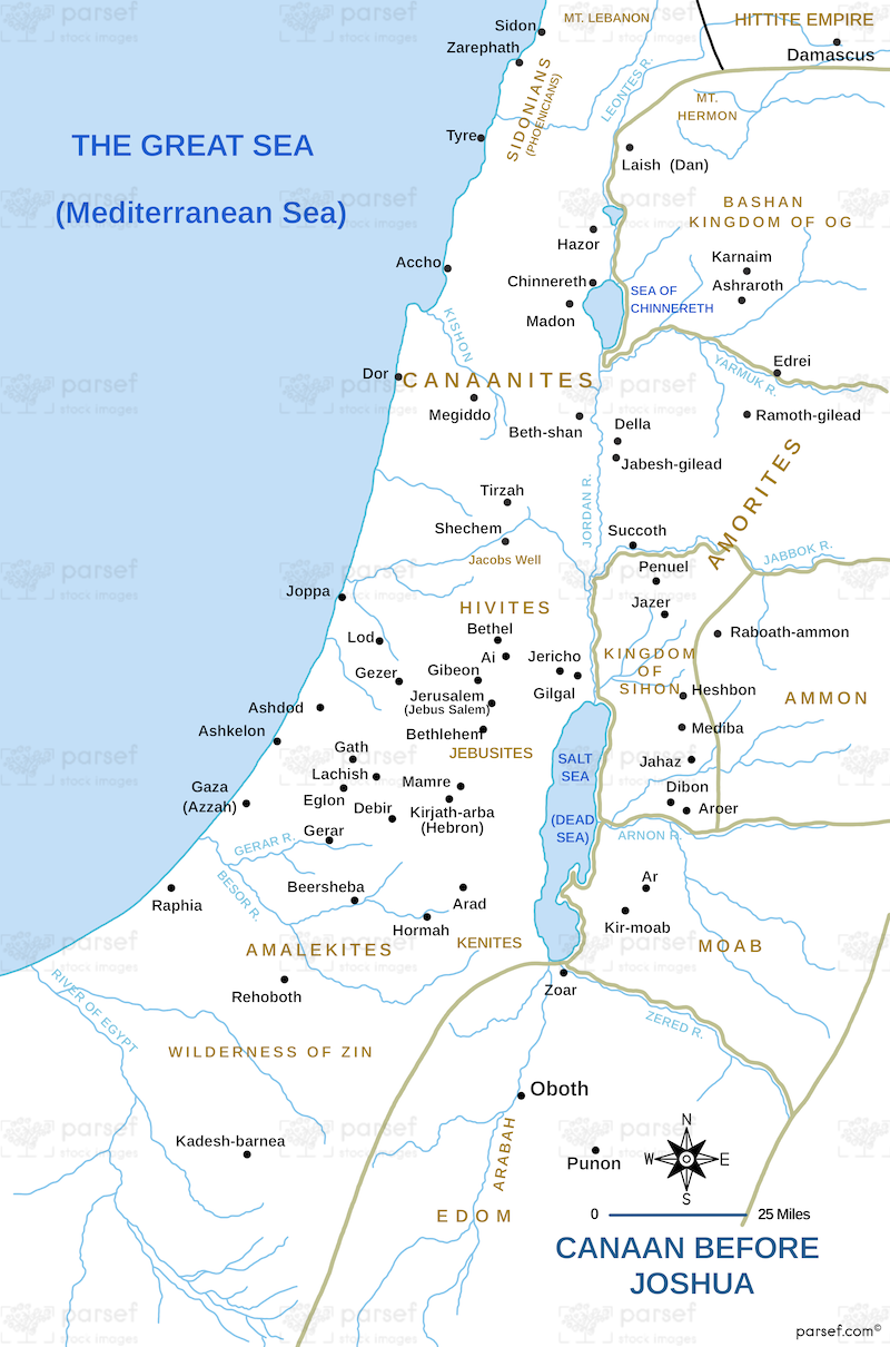 Deuteronomy Canaan Before Joshua Map image