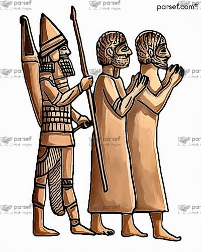 Assyrian Officer Conducts Two Judeans