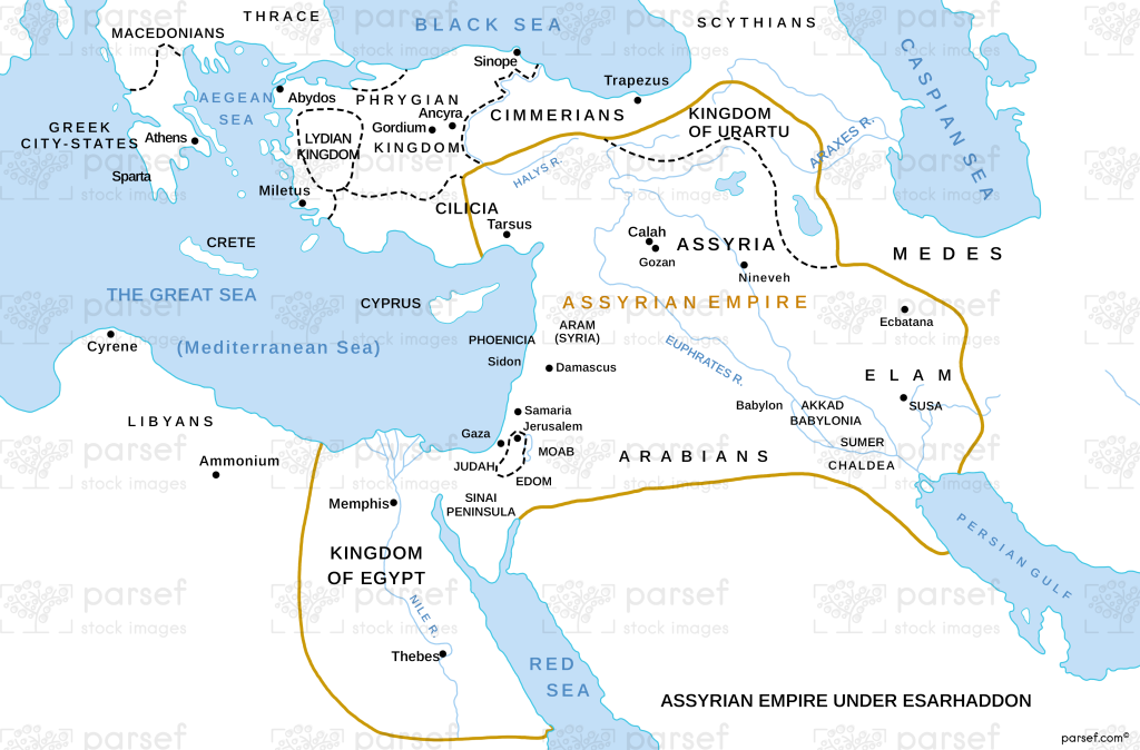 Assyrian Empire Under Esarhaddon Map image