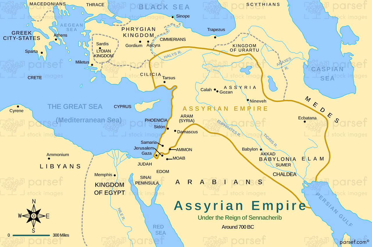 Assyrian Empire Under Sennacherib Map image