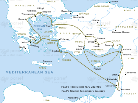 First and second journeys of Paul
