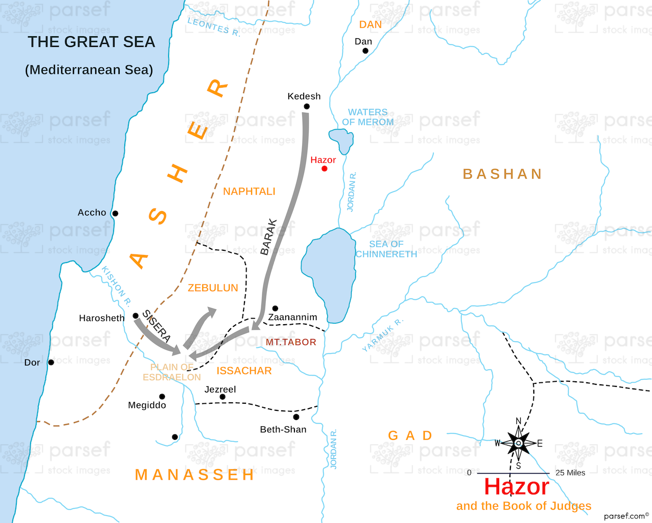 Hazor in the Book of Judges Map image