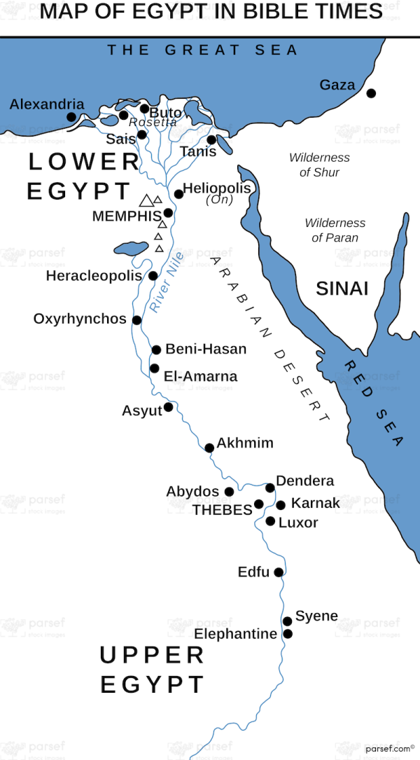 Map of Egypt in Bible Times
