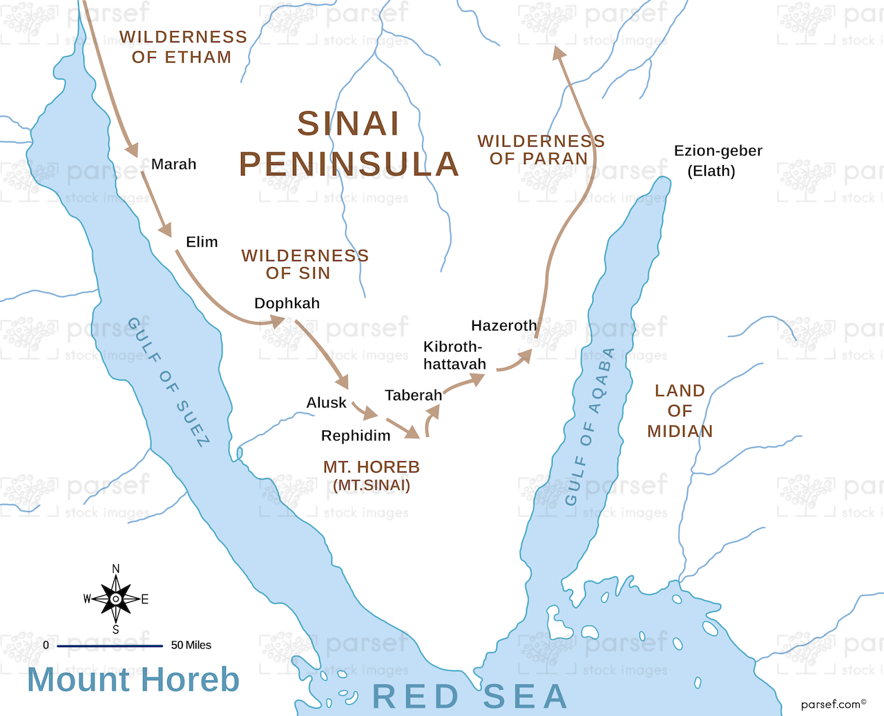 Exodus Mount Horeb Map image