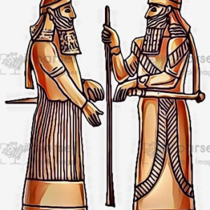 Sargon II with Staff in Hand and with Crown Prince