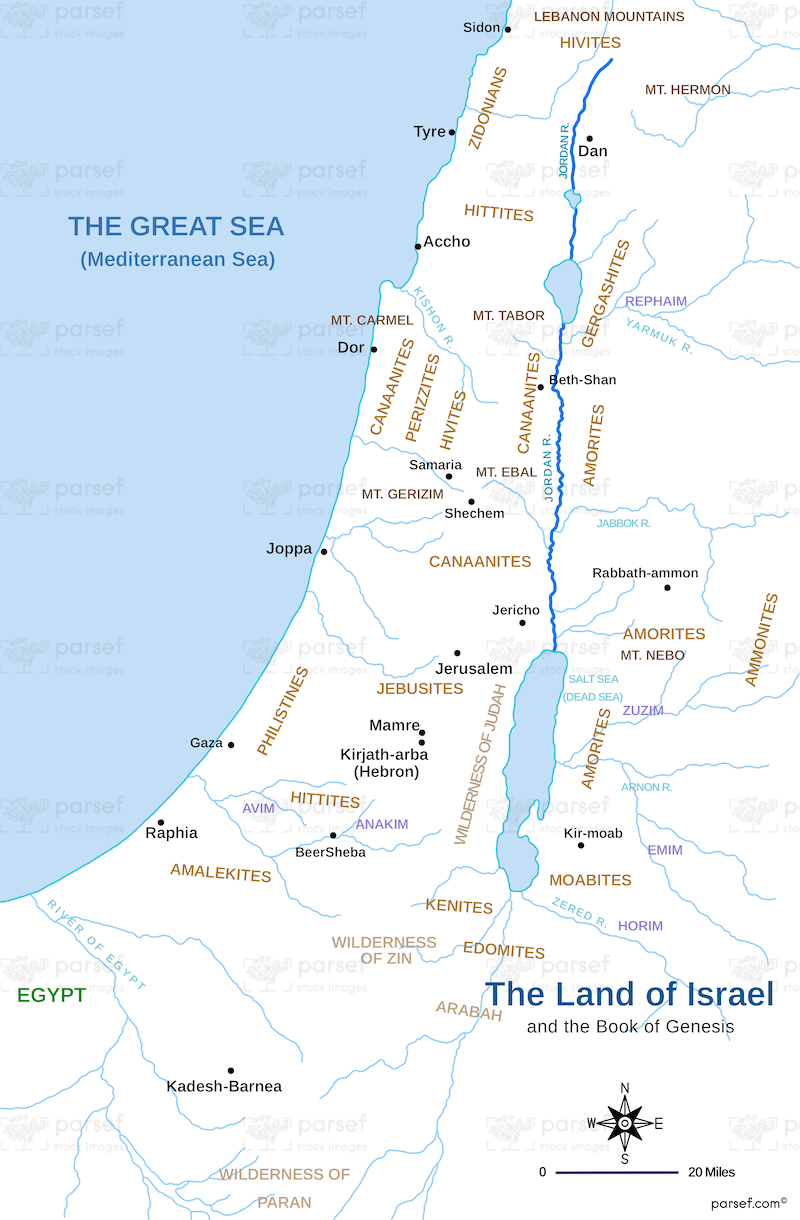The Land of Israel in Genesis Map image