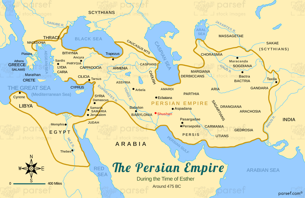 Persian Empire around 475 BC Map image