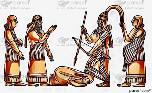 Tiglath Pileser III Stands and Places Foot Over Enemy