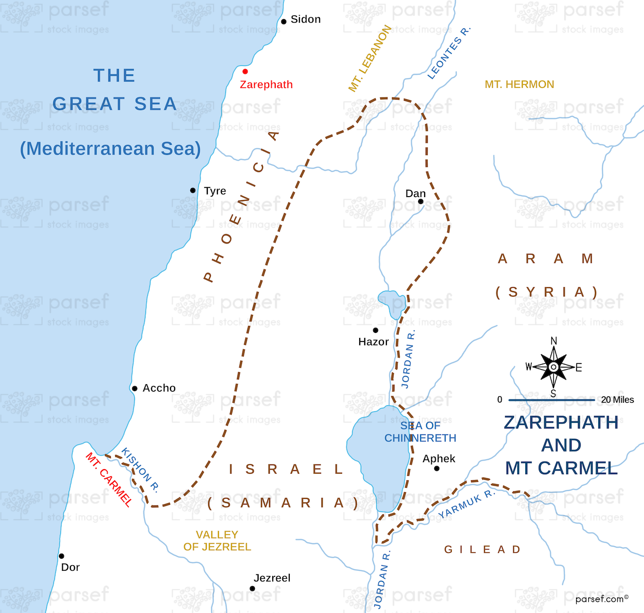 Zarephath and MT Carmel Map image