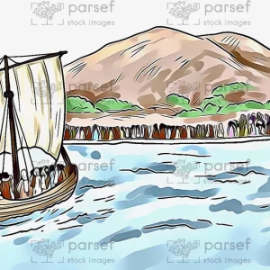 Boat with People on Shore