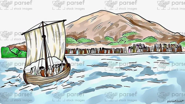Boat with People on Shore