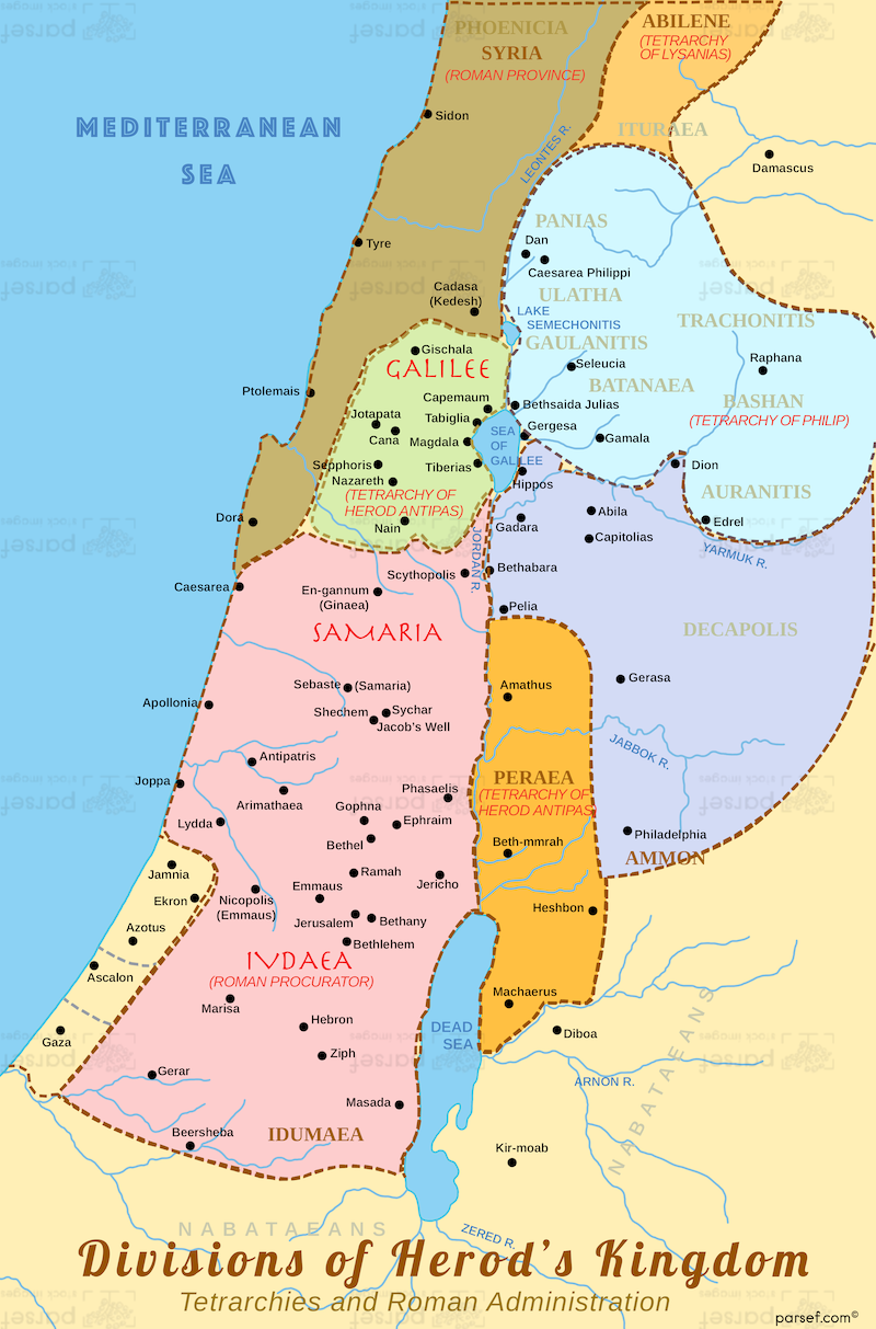 Divisions of Herod’s Kingdom Map image