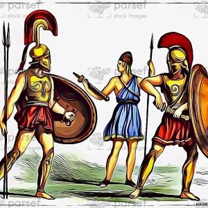 Greek Warriors and Attendant