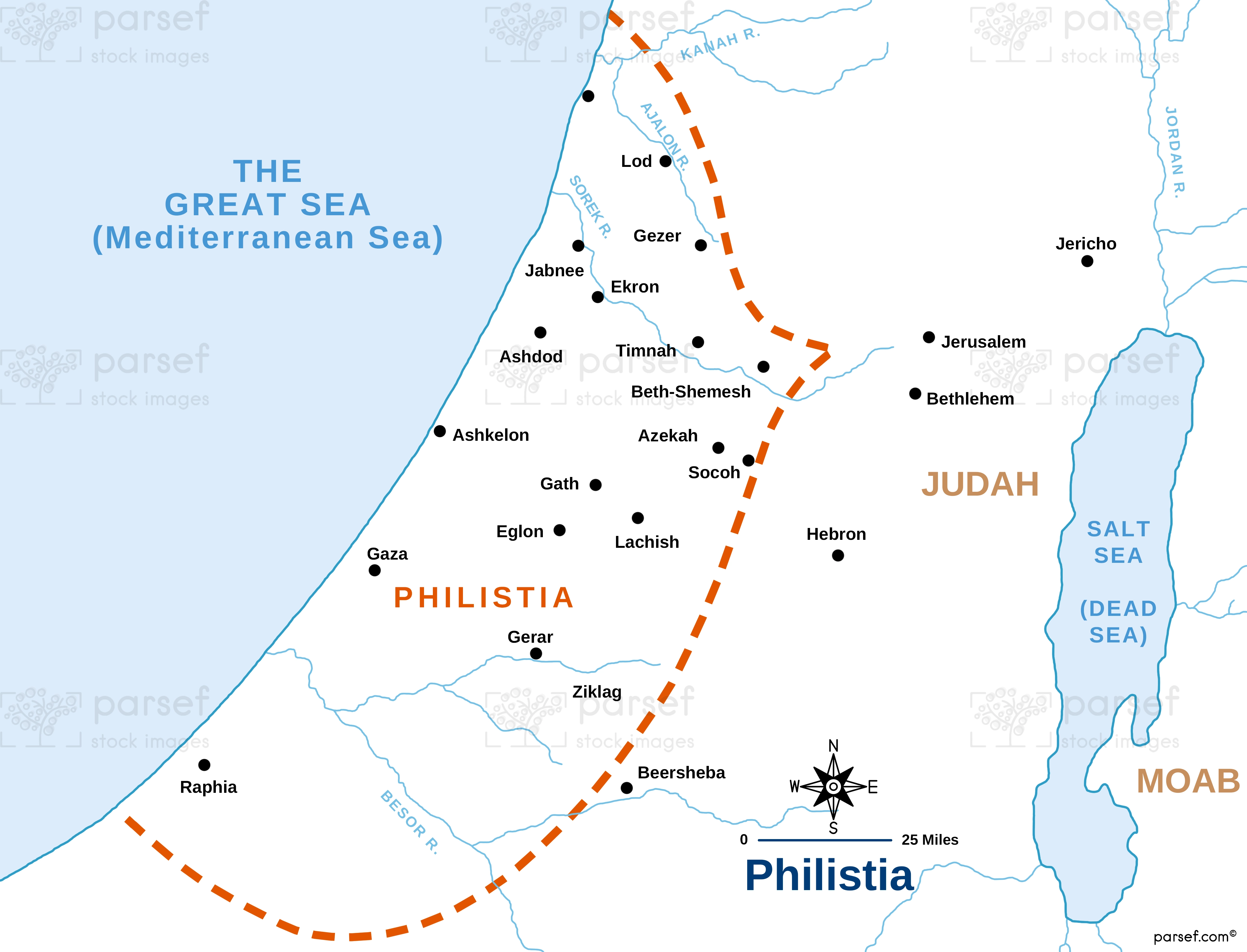 Joshua Philistia Map image