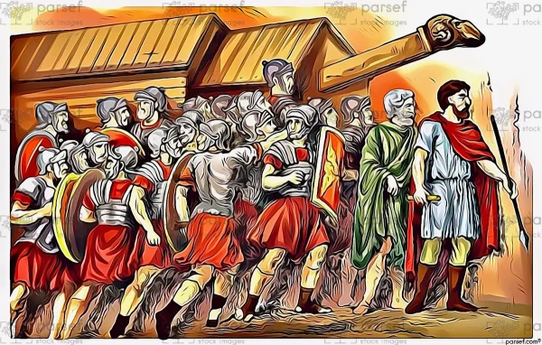 Roman Soldiers Besieging City