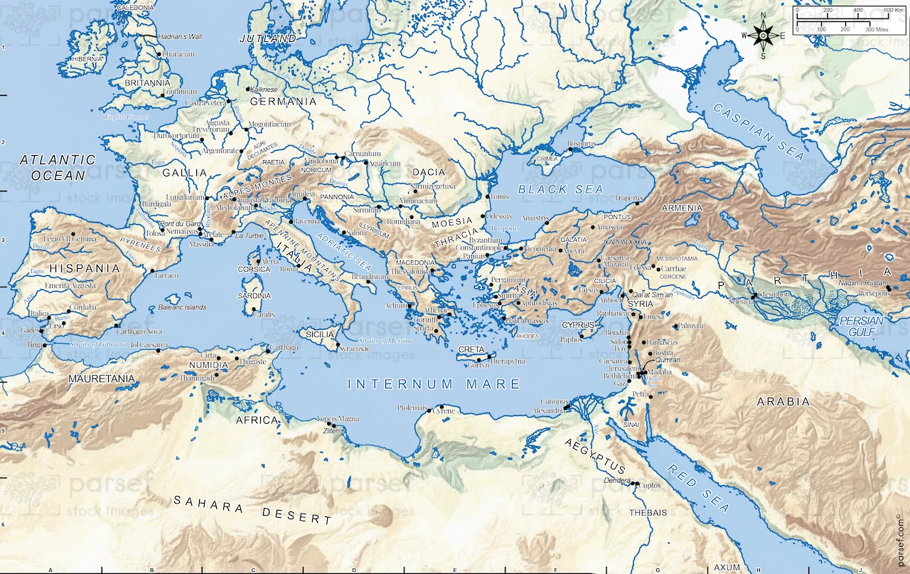 The Extent Of The Ancient Mediterranean World Map image
